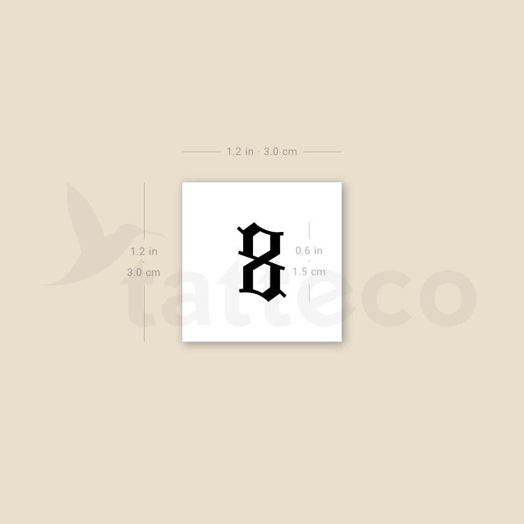 Gothic Style Number 8 Temporary Tattoo - Set of 3