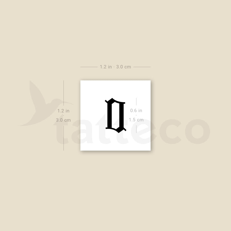 Tatuaje temporal del número 0 en estilo gótico (juego de 3)