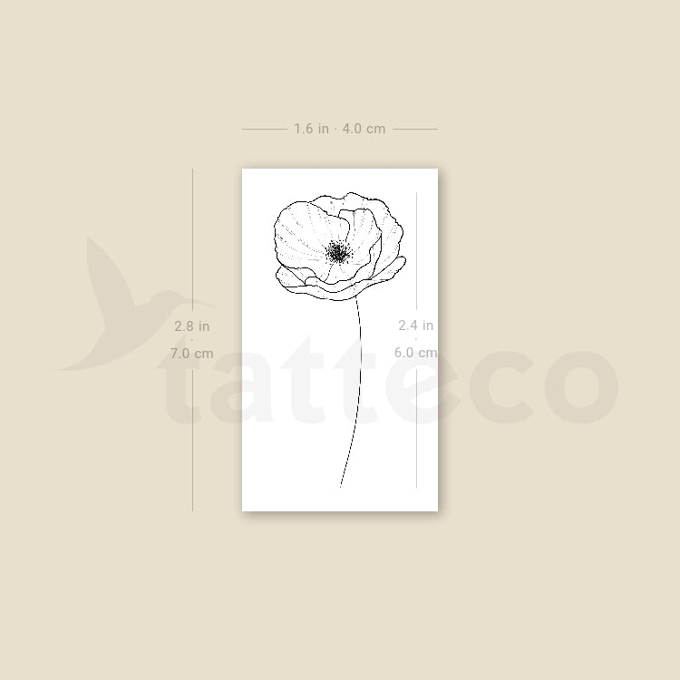 Fine Line Poppy Temporary Tattoo - Set of 3