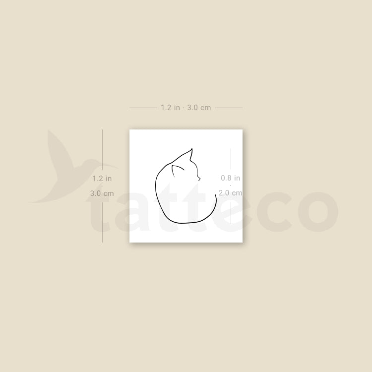 Tatuaje temporal de gato minimalista - Juego de 3