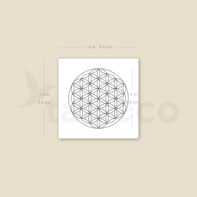 Fine Line Flower of Life Temporary Tattoo - Set of 3