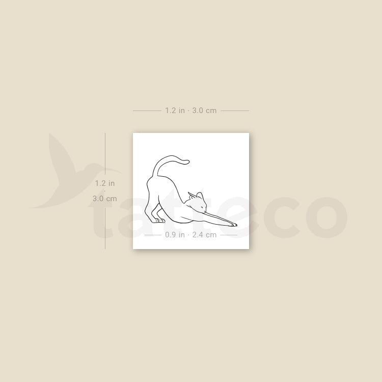 Minimalist Stretching Cat Temporary Tattoo - Set of 3