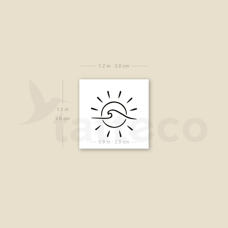 Tatuaje temporal de sol y olas - Juego de 3