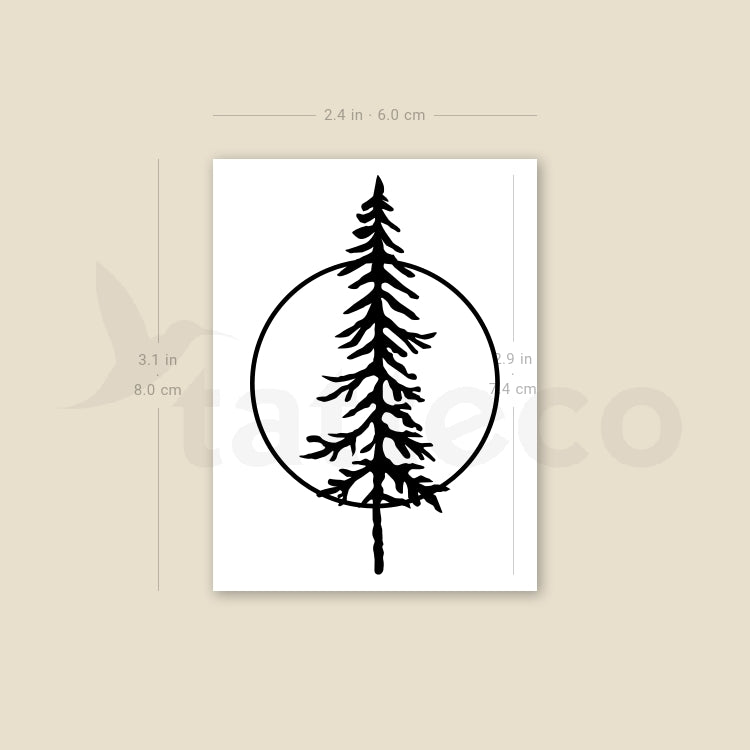 Pine Tree and Full Moon Temporary Tattoo - Set of 3