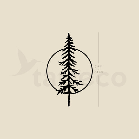 Pine Tree and Full Moon Temporary Tattoo - Set of 3