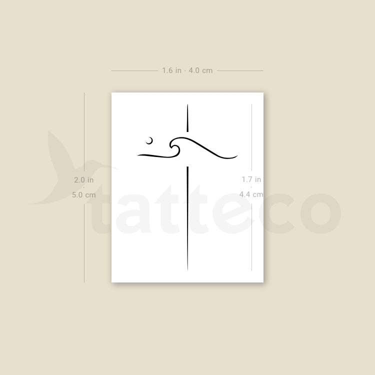 Wave Cross Temporary Tattoo - Set of 3