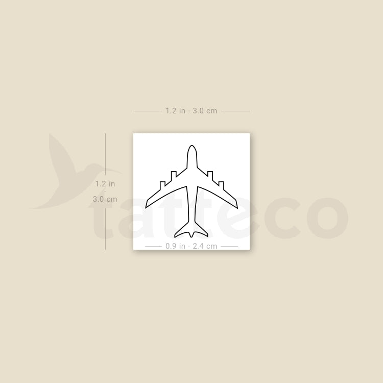 Fine Line Airplane Temporary Tattoo - Set of 3