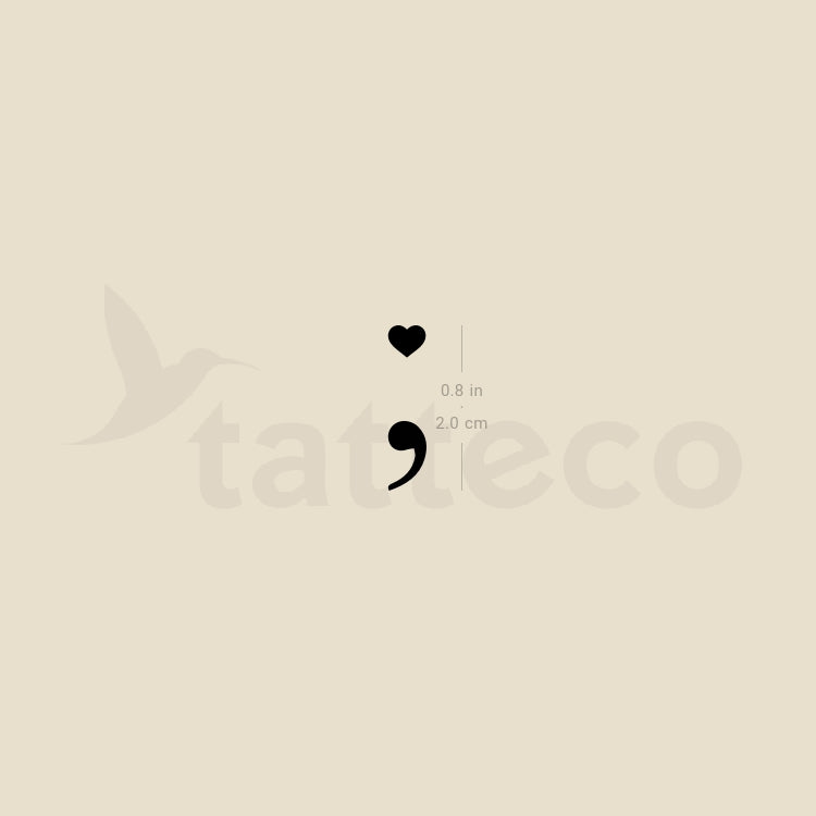 Heart Semicolon Temporary Tattoo - Set of 3