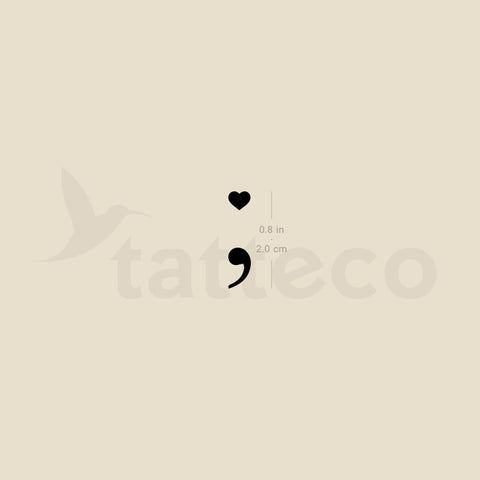 Heart Semicolon Temporary Tattoo - Set of 3