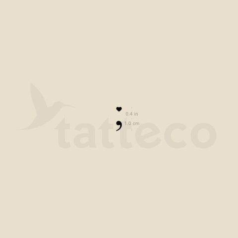 Small Heart Semicolon Temporary Tattoo - Set of 3