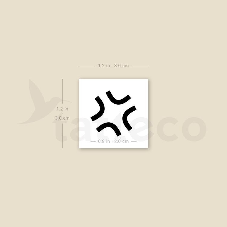 Anger Symbol Temporary Tattoo - Set of 3
