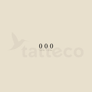 Small 000 Angel Number Temporary Tattoo - Set of 3