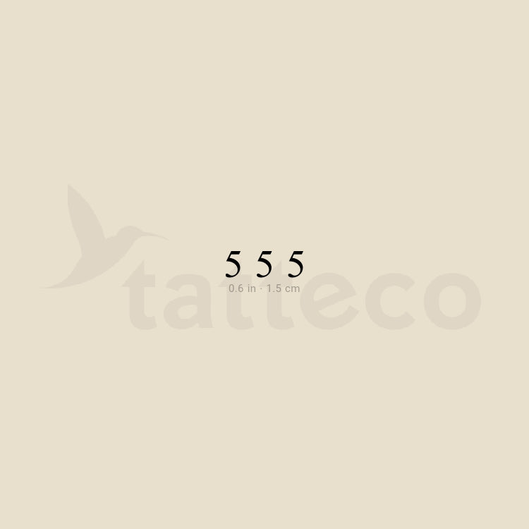 Small 555 Angel Number Temporary Tattoo - Set of 3