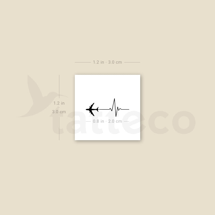 Airplane Heartbeat Temporary Tattoo - Set of 3