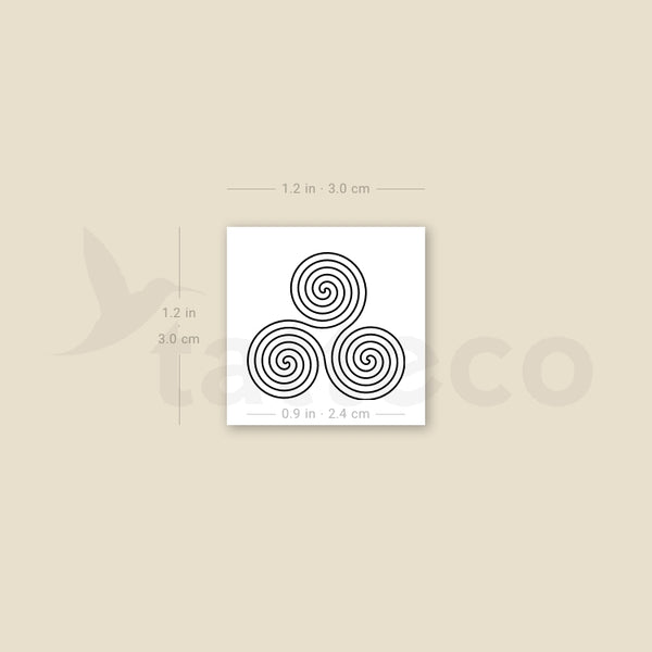 Triple Spiral Symbol Temporary Tattoo - Set of 3