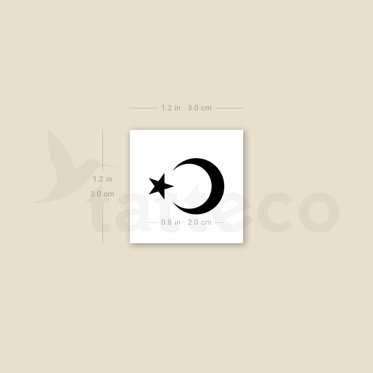 Tatuaje temporal de estrella y media luna - Juego de 3