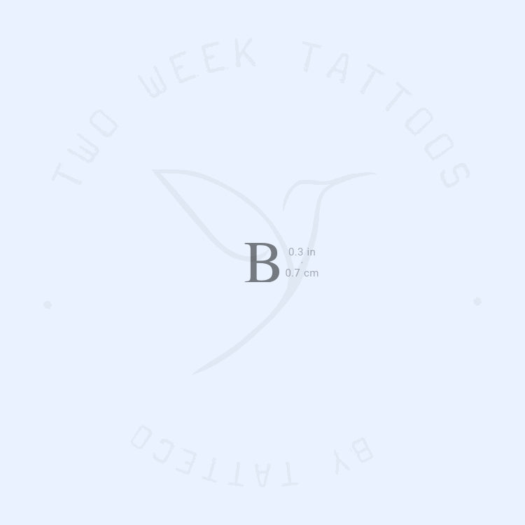 Tatuaje semipermanente con letra mayúscula B Serif (juego de 2)