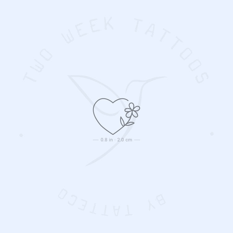 Heart And Flower Semi-Permanent Tattoo - Set of 2