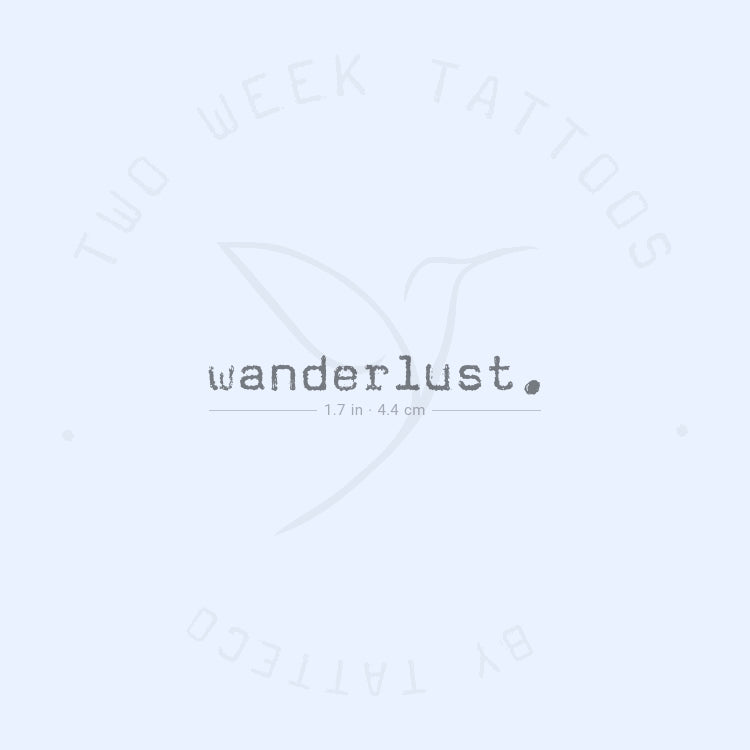 Tatuaje semipermanente Wanderlust con fuente de máquina de escribir (juego de 2)