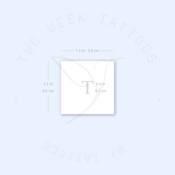 T Serif Capital Letter Semi-Permanent Tattoo - Set of 2