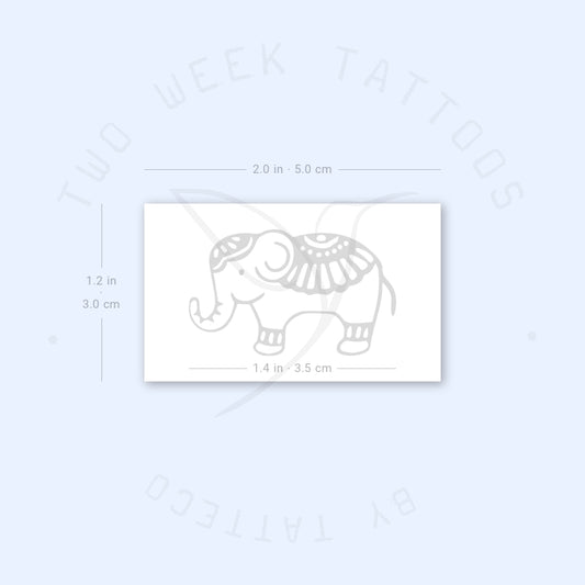 Tatuaje semipermanente de elefante ornamental (juego de 2)