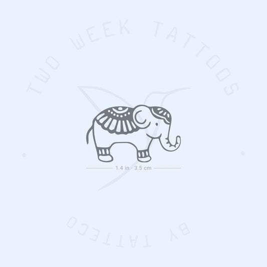 Tatuaje semipermanente de elefante ornamental (juego de 2)