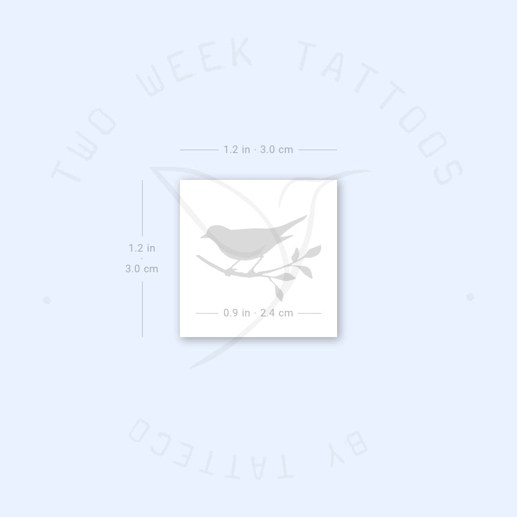 Tatuaje semipermanente de pájaro en una rama (juego de 2)