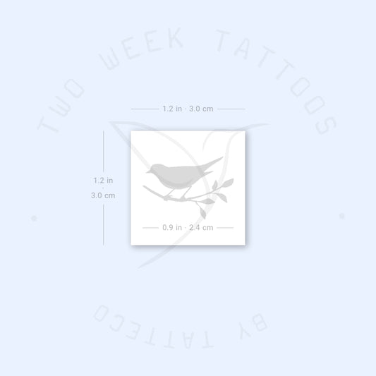 Tatuaje semipermanente de pájaro en una rama (juego de 2)