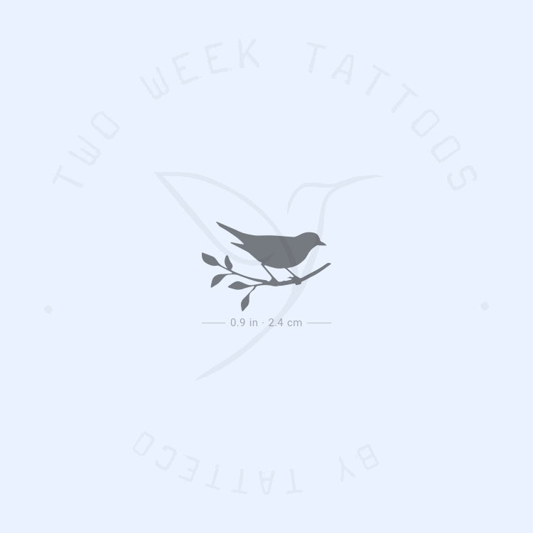 Tatuaje semipermanente de pájaro en una rama (juego de 2)
