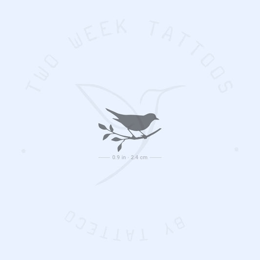 Tatuaje semipermanente de pájaro en una rama (juego de 2)
