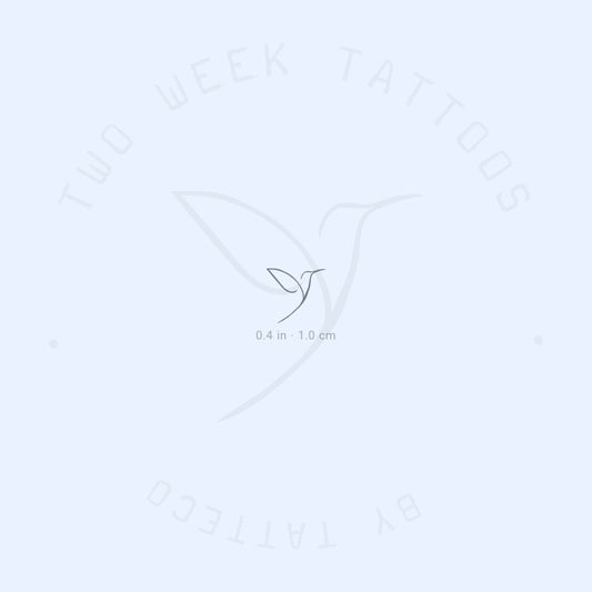 Tatuaje semipermanente de colibrí de una sola línea (juego de 2)