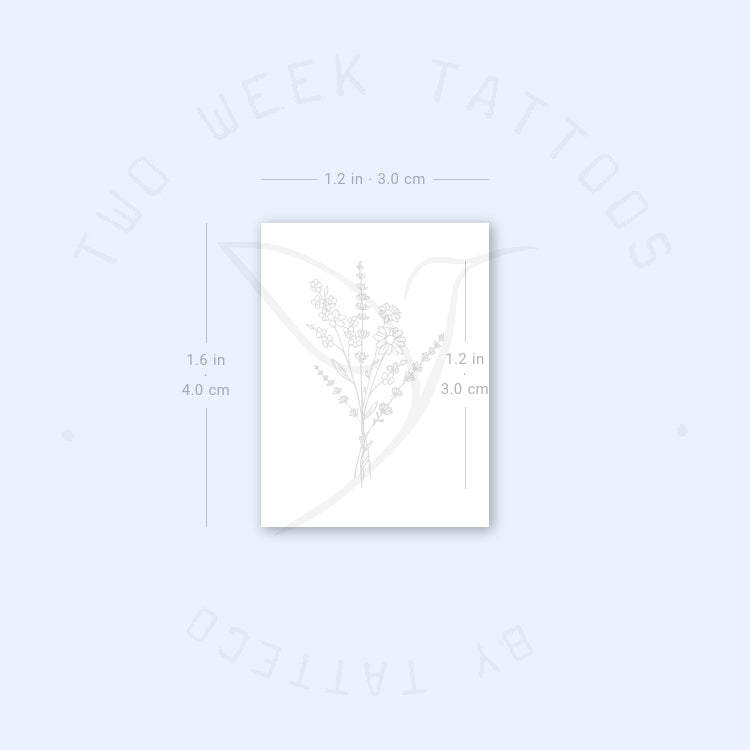 Tatuaje semipermanente de pequeño ramo de flores silvestres (juego de 2)