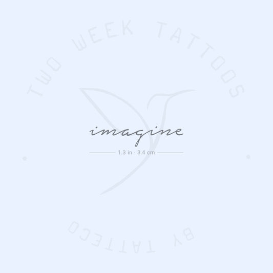 Tatuaje semipermanente "Imagina" escrito a mano - Juego de 2