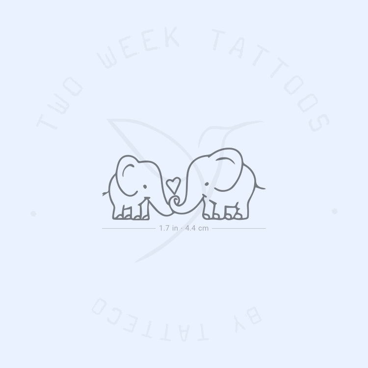 Tatuaje semipermanente de elefantes enamorados (juego de 2)