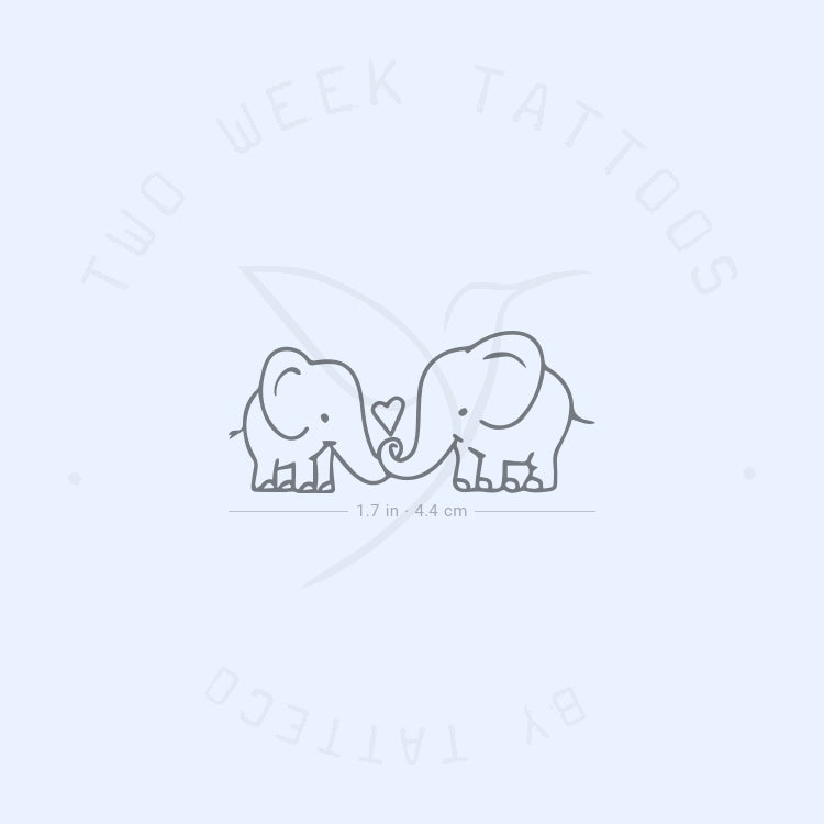 Elephants In Love Semi-Permanent Tattoo - Set of 2