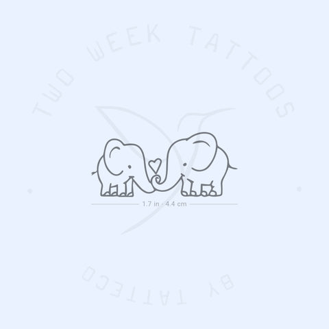 Elephants In Love Semi-Permanent Tattoo - Set of 2