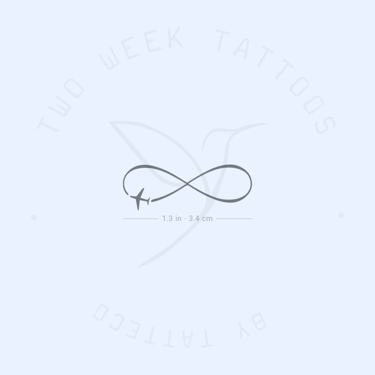 Airplane Infinity Symbol Semi-Permanent Tattoo - Set of 2