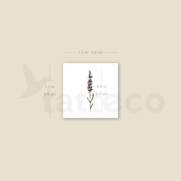Small Watercolor Lavender Temporary Tattoo - Set of 3