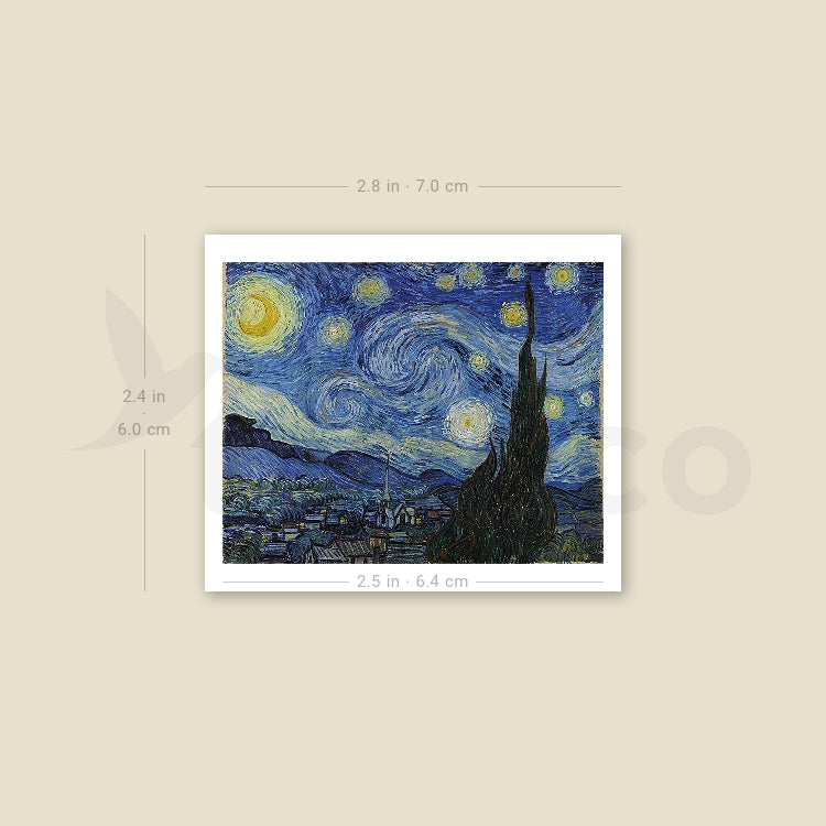 Tatuaje temporal de la Noche Estrellada de Van Gogh (juego de 3)
