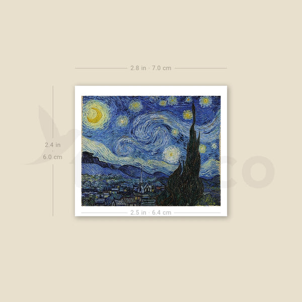 Van Gogh's Starry Night Temporary Tattoo - Set of 3