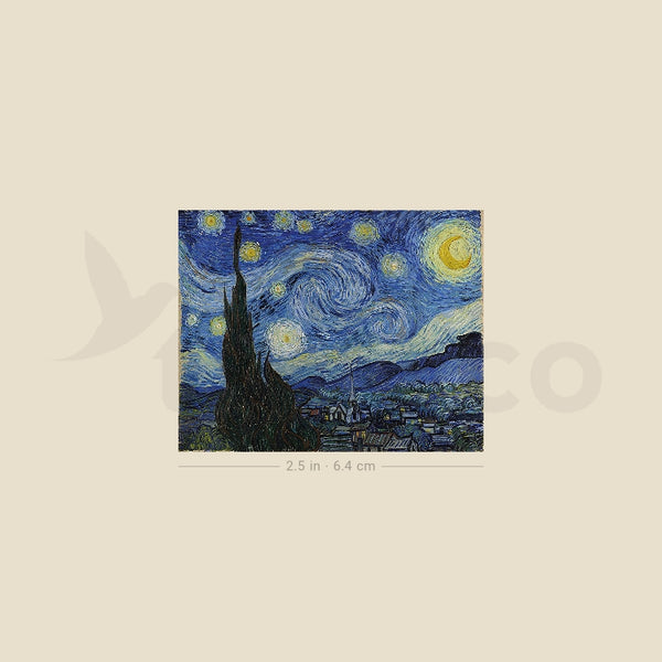 Van Gogh's Starry Night Temporary Tattoo - Set of 3