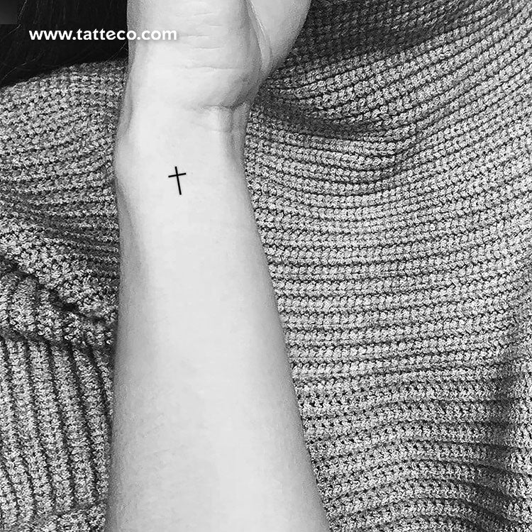 Small Minimalist Cross Temporary Tattoo - Set of 3