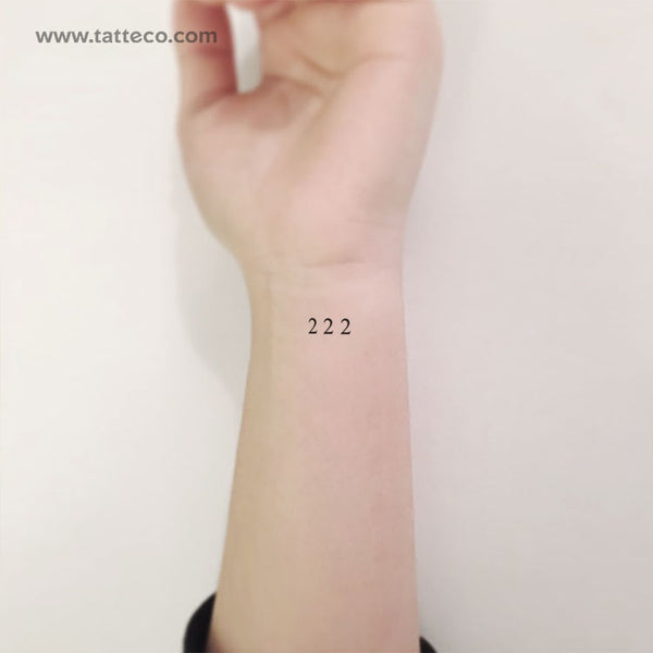 Small 222 Angel Number Temporary Tattoo - Set of 3