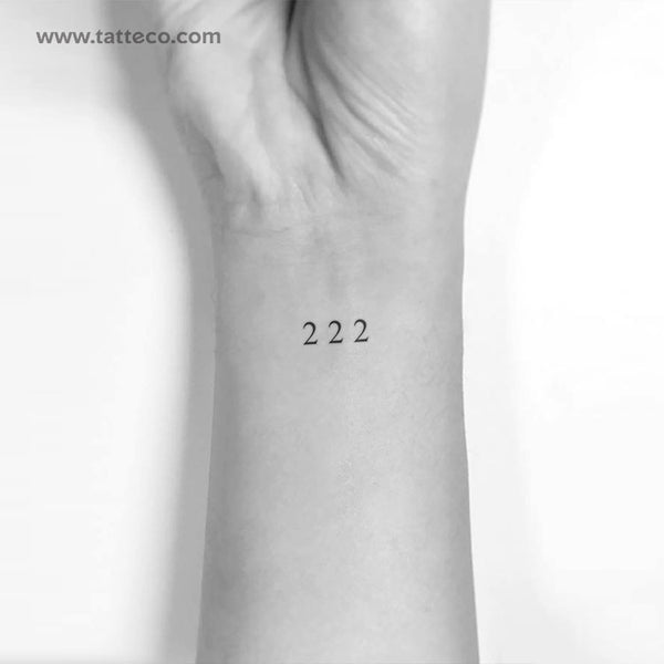 Small 222 Angel Number Temporary Tattoo - Set of 3