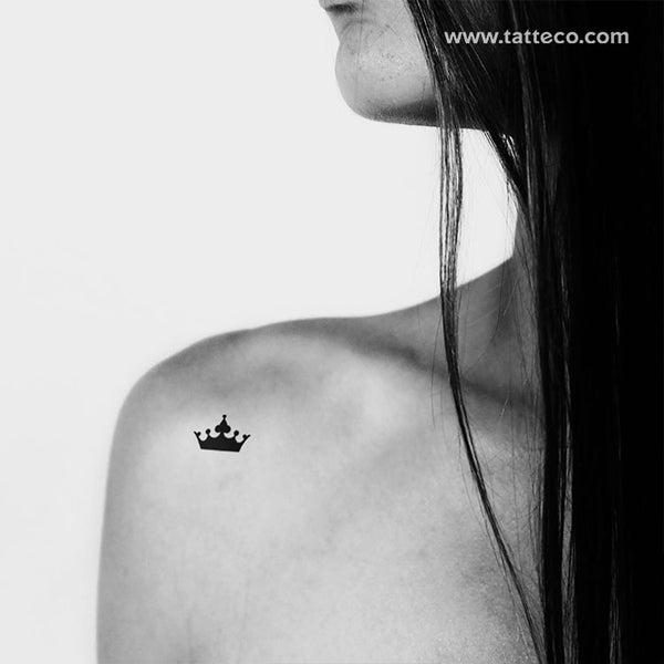 Minimalist Black Crown Temporary Tattoo - Set of 3