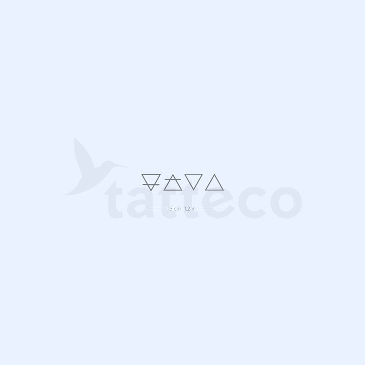 Tatuaje semipermanente de cuatro símbolos de alquimia (juego de 2)
