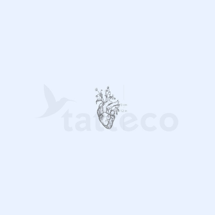 Floral Anatomical Heart Semi-Permanent Tattoo - Set of 2