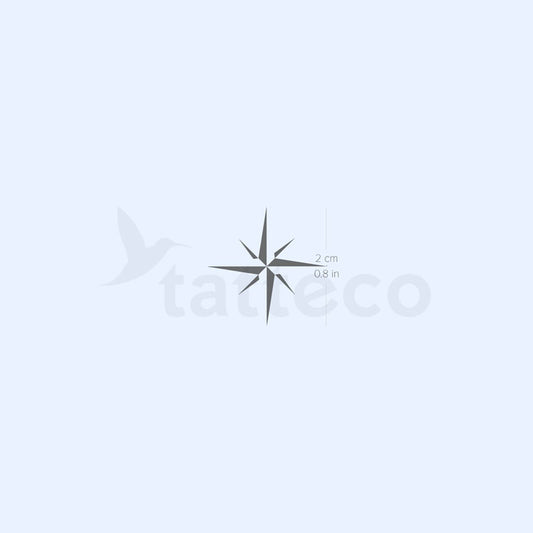 Tatuaje semipermanente minimalista de rosa de los vientos (juego de 2)
