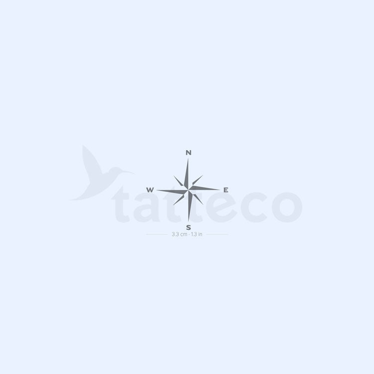 Tatuaje temporal de rosa de los vientos (2 semanas) - Juego de 2