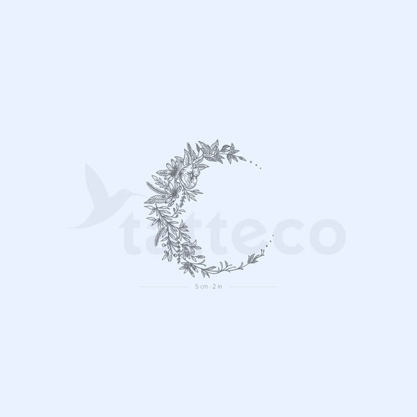 Flower Crescent Semi-Permanent Tattoo - Set of 2